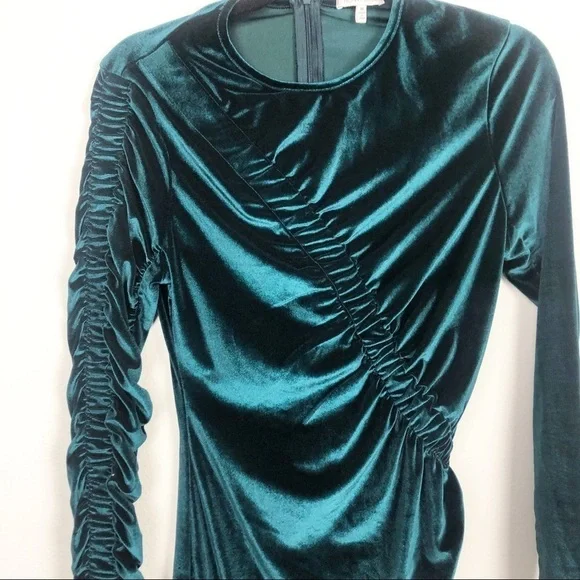 Ronny Kobo Yarden Velvet Mini Dress Green Bodycon Holiday Party Cocktail Medium - Picture 5 of 8